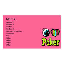 Bright Eye Heart I Love Poker Business Card Template