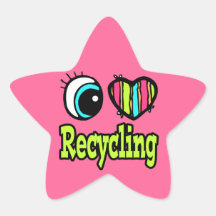 Bright Eye Heart I Love Recycling Stickers