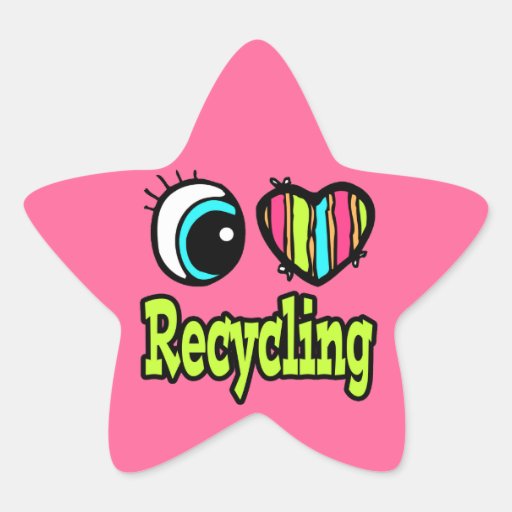 Bright Eye Heart I Love Recycling Stickers