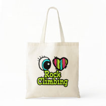 Bright Eye Heart I Love Rock Climbing Tote Bags
