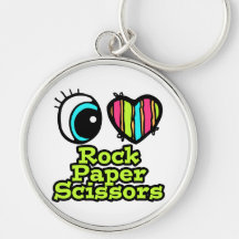 Bright Eye Heart I Love Rock Paper Scissors Keychain