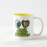 Bright Eye Heart I Love Rock Paper Scissors Coffee Mugs