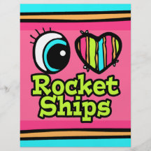Bright Eye Heart I Love Rocket Ships Flyer Design