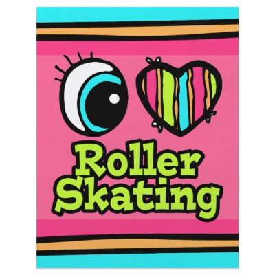 Bright Eye Heart I Love Roller Skating Flyer Design by super_shop