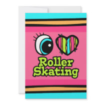 Bright Eye Heart I Love Roller Skating Invitations