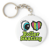 Bright Eye Heart I Love Roller Skating Key Chains