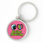 Bright Eye Heart I Love Roller Skating Key Chains