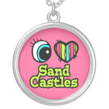Bright Eye Heart I Love Sand Castles Personalized Necklace