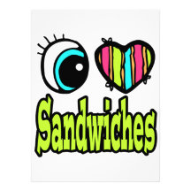 Bright Eye Heart I Love Sandwiches Personalized Announcement