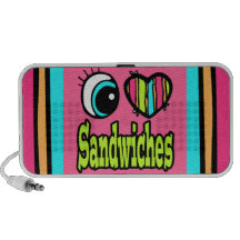 Bright Eye Heart I Love Sandwiches Portable Speakers