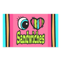 Bright Eye Heart I Love Sandwiches Rectangle Sticker