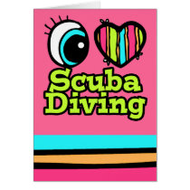 Bright Eye Heart I Love Scuba Diving Card