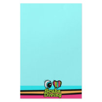 Bright Eye Heart I Love Scuba Diving Stationery Design