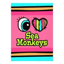 Bright Eye Heart I Love Sea Monkeys Invitation