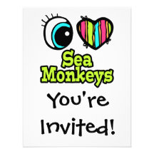 Bright Eye Heart I Love Sea Monkeys Invites