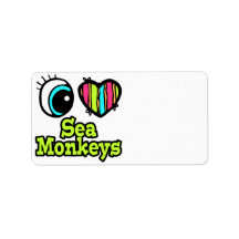Bright Eye Heart I Love Sea Monkeys Personalized Address Label