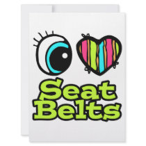 Bright Eye Heart I Love Seat Belts Personalized Invitation