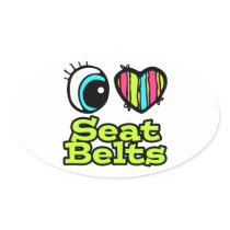 Bright Eye Heart I Love Seat Belts Stickers
