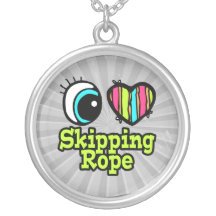 Bright Eye Heart I Love Skipping Rope Custom Necklace