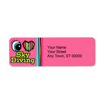 Bright Eye Heart I Love Skydiving Labels