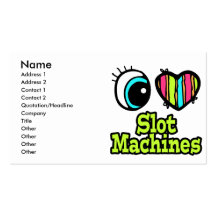 Bright Eye Heart I Love Slot Machines Business Card Template
