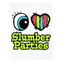 Bright Eye Heart I Love Slumber Parties Custom Invitations