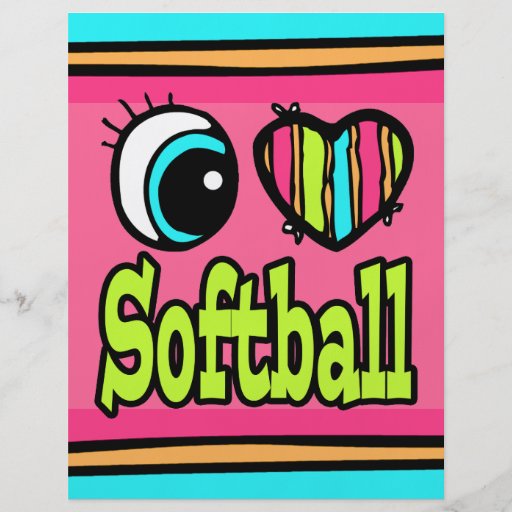 Bright Eye Heart I Love Softball Full Color Flyer