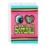 Bright Eye Heart I Love Softball Personalized Invitations