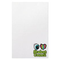 Bright Eye Heart I Love Student Council Custom Stationery