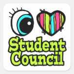 Bright Eye Heart I Love Student Council Square Sticker