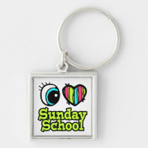 Bright Eye Heart I Love Sunday School Keychain