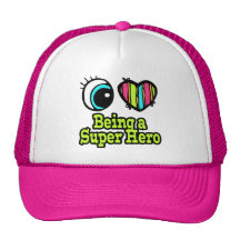 Bright Eye Heart I Love Super Hero Hat