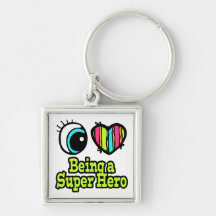 Bright Eye Heart I Love Super Hero Key Chain