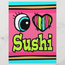 Bright Eye Heart I Love Sushi Flyer Design