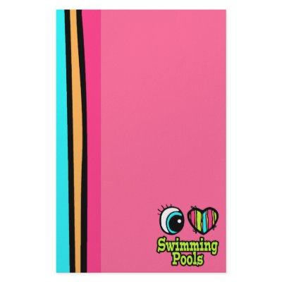 Bright Eye Heart I Love Swimming Pools Stationery Paper by super_shop