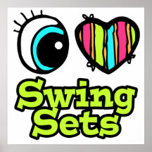 Bright Eye Heart I Love Swing Sets Print