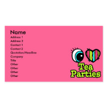 Bright Eye Heart I Love Tea Parties Business Card Templates