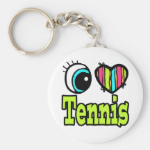 Bright Eye Heart I Love Tennis Keychain