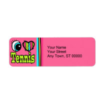 Bright Eye Heart I Love Tennis Return Address Labels