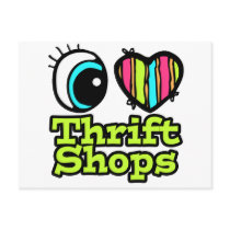 Bright Eye Heart I Love Thrift Shops Postcard