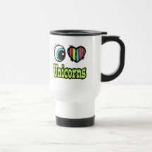 Bright Eye Heart I Love Unicorns Mugs