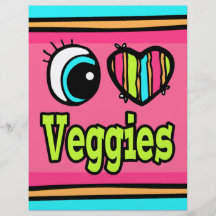Bright Eye Heart I Love Veggies Flyer Design