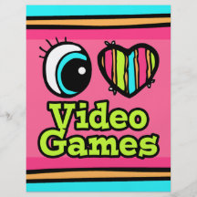 Bright Eye Heart I Love Video Games Flyers