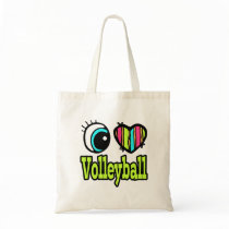Bright Eye Heart I Love Volleyball Tote Bags