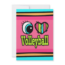 Bright Eye Heart I Love Volleyball Custom Announcement