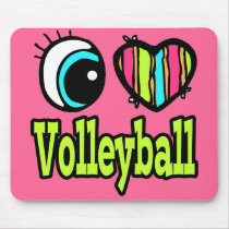 Bright Eye Heart I Love Volleyball Mousepad