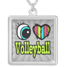 Bright Eye Heart I Love Volleyball Pendant