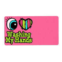 Bright Eye Heart I Love Washing My Hands Personalised Shipping Labels