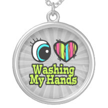Bright Eye Heart I Love Washing My Hands Personalized Necklace