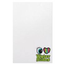Bright Eye Heart I Love Water Slides Customized Stationery